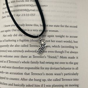 Silver dog person charm black suede choker necklace nature jewelry / 3 for $15